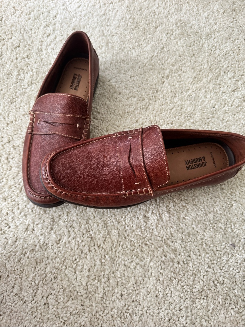 Johnston & Murphy Men’s Penny Loafers in Chestnut Brown